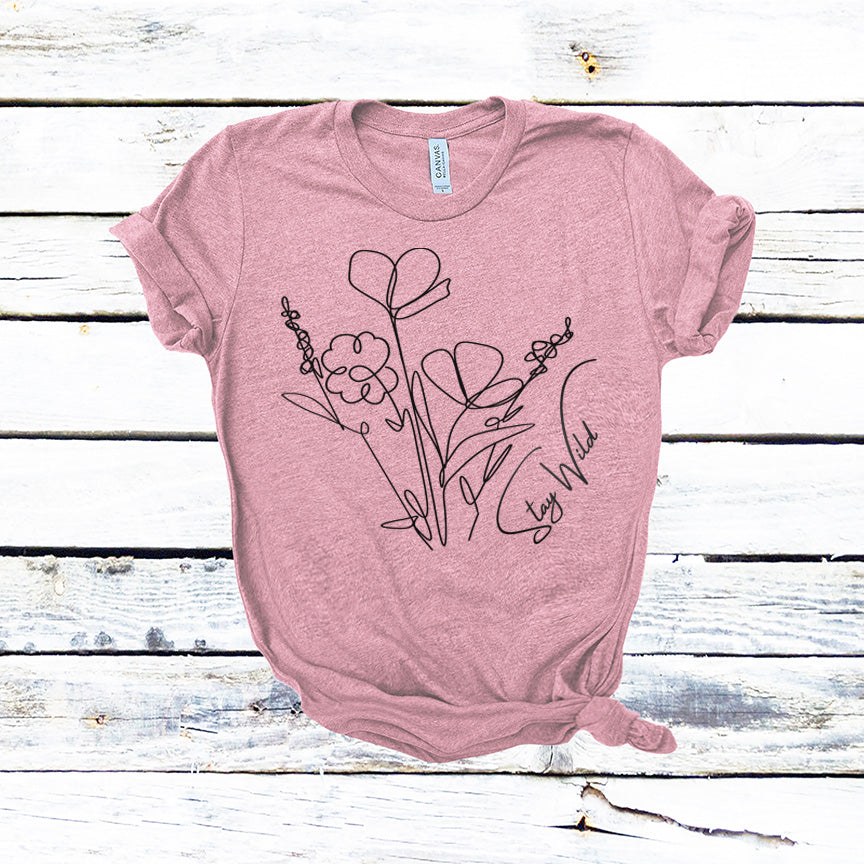 Stay wild wildflower short sleeve unisex tee heather orchid