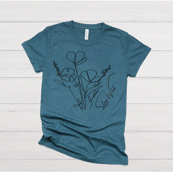 stay wild wildflower short sleeve unisex tee heather teal