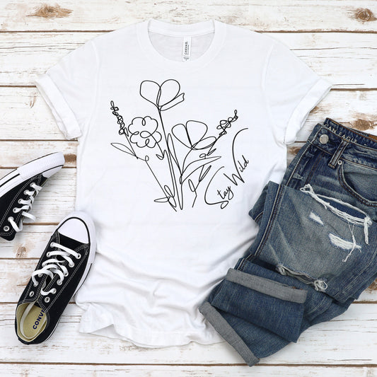 stay wild wildflower short sleeve unisex tee white
