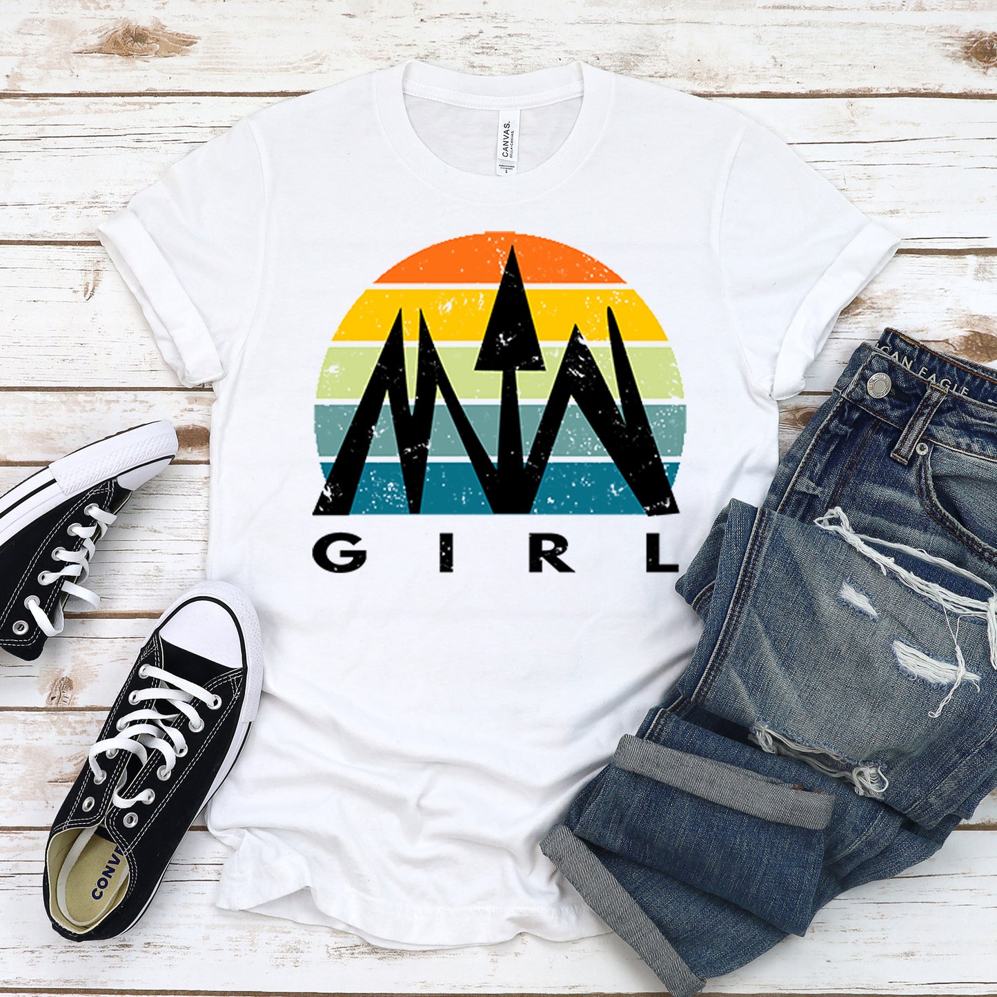 Mtn Girl White short sleeve tee