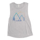 Colorful mountain sunset muscle tank heather grey